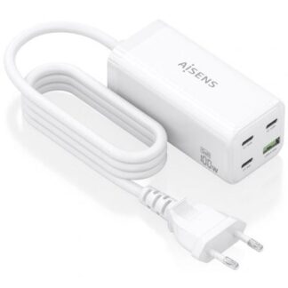 Cargador Sobremesa GaN Aisens ASCH-100W4P053-W/ 3xUSB Tipo-C/ 1xUSB/ 100W