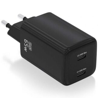 Cargador de Pared GaN Aisens ASCH-65W2P040-BK/ 2xUSB Tipo-C/ 65W