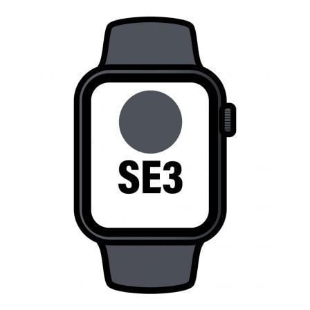 Apple Watch SE3/ GPS/ 40mm/ Caja de Aluminio Medianoche/ Correa Deportiva Negra M/L